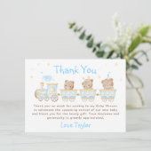 Beer Blue Train Baby shower Bedankkaart (Staand voorkant)
