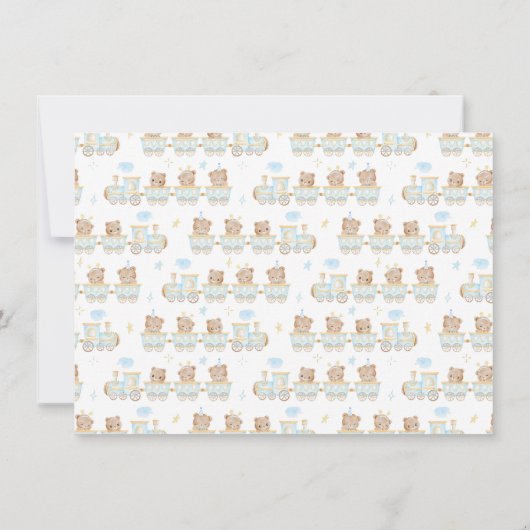 Beer Blue Train Baby shower Bedankkaart (Achterkant)
