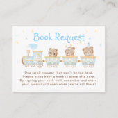 Beer Blue Train Baby shower Boekaanvraag Informatiekaartje (Voorkant)