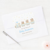 Beer Blue Train Baby shower Bookplate Vierkante Sticker (Envelop)