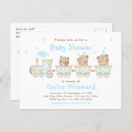 Beer Blue Train Baby shower Briefkaart