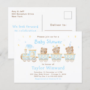 Beer Blue Train Baby shower Briefkaart