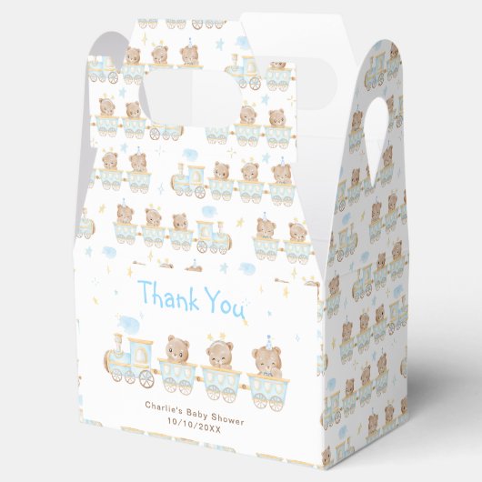 Beer Blue Train Baby shower Dank u Bedankdoosjes (Geopend)