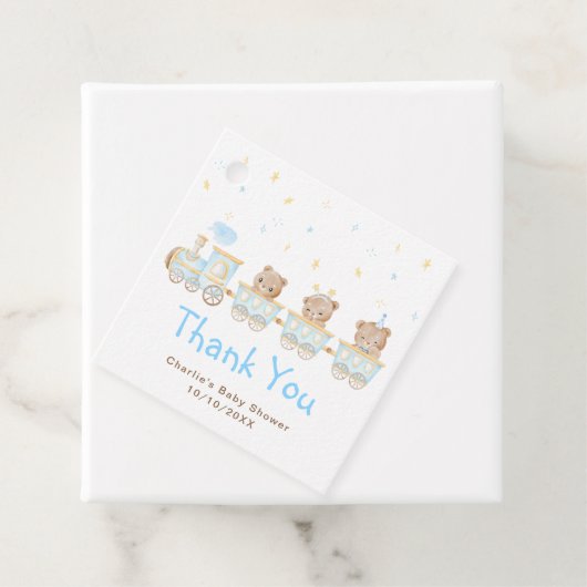 Beer Blue Train Baby shower Dank u Bedankjes Labels (In situ)