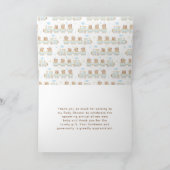 Beer Blue Train Baby shower Dank u Bedankkaart (Binnen)