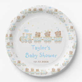 Beer Blue Train Baby shower Papieren Bordje