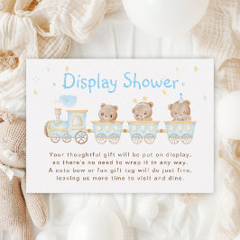 Beer Blue Train Display Baby shower Informatiekaartje