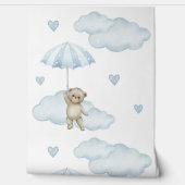 Beer Blue Umbrella Clouds Hearts Baby Boy Nursery Behang (Afrollen)