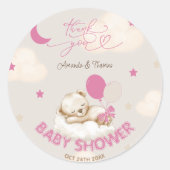 Beer Blush Roze Ballonnen Baby shower Dank u Ronde Sticker (Voorkant)