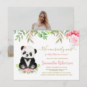Beer Blush Roze roze Floral Girl Baby shower Uitnodiging Briefkaart