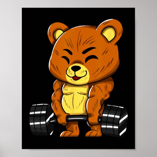 Beer Bodybuilder Lichaamstraining Spier Gym Kracht Poster (Voorkant)