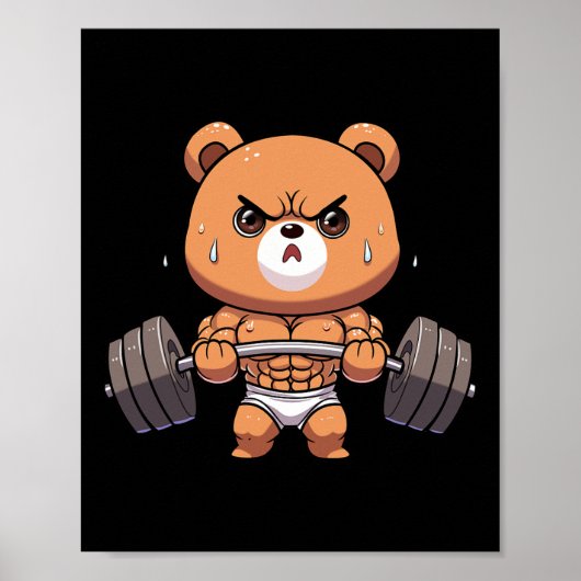 Beer Bodybuilder Lichaamstraining Spier Gym Kracht Poster (Voorkant)