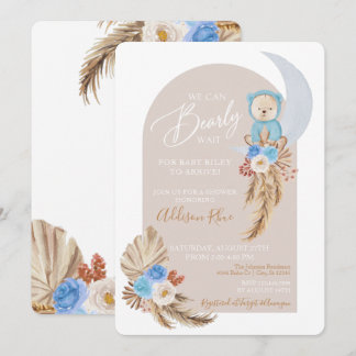 Beer Boho Blue Floral Baby Boy Shower Kaart