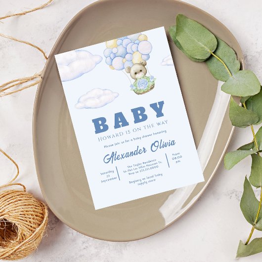 Beer Boho Blue Waterverf Baby shower Kaart