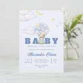 Beer Boho Blue Waterverf Baby shower Kaart (Staand voorkant)