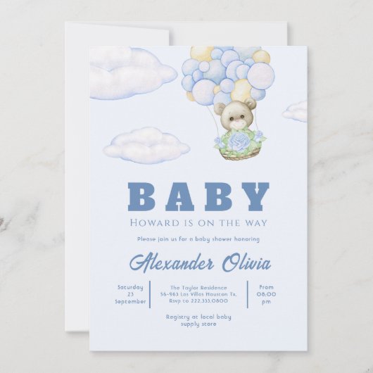 Beer Boho Blue Waterverf Baby shower Kaart (Voorkant)