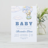 Beer Boho Blue Waterverf Baby shower Kaart (Staand voorkant)
