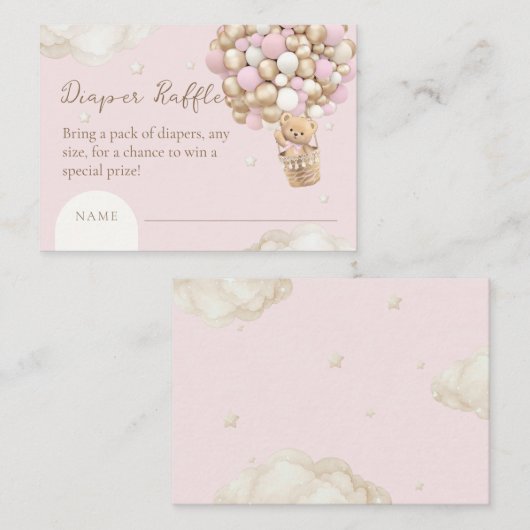 Beer Boho Meisje Roze Baby shower Luier Raffle Informatiekaartje (Voorkant / Achterkant)