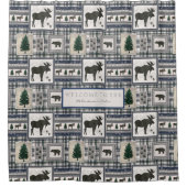 Beer Bomen blauw in groene kieuwschenkel Douchegordijn (Voorkant)