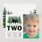 Beer bomen jongen 2e verjaardagsfeest uitnodiging (Voorkant / Achterkant)