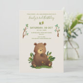 Beer • Bos Dieren Rustieke Verjaardag Kaart (Staand voorkant)