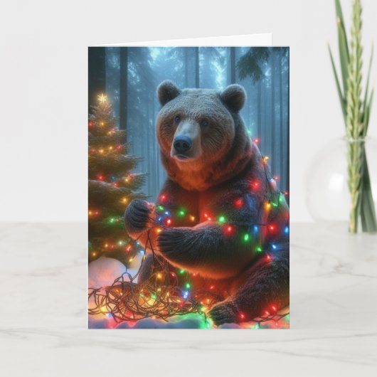 Beer bos kerstkaarten feestdagen kaart (Voorkant)