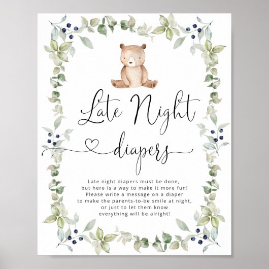 Beer bos Late nachtduikers Poster (Voorkant)