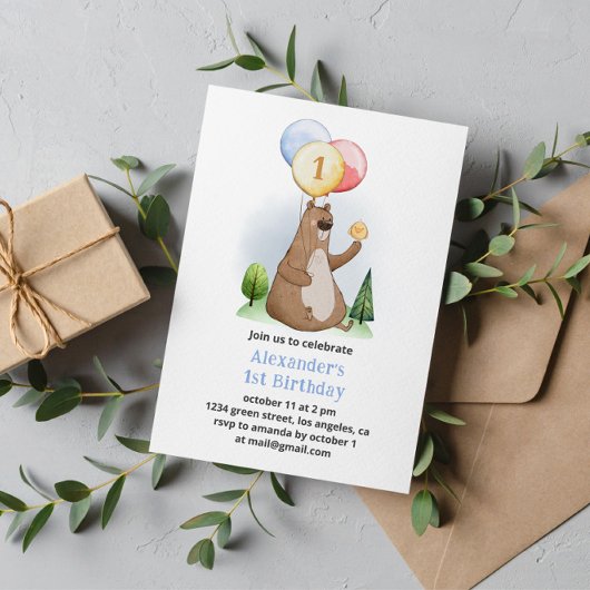 Beer bos met Balloons Birthday Party Kaart