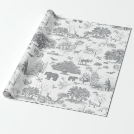 Beer bos Moose Grey White Toile Cadeaupapier