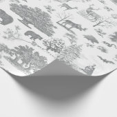 Beer bos Moose Grey White Toile Cadeaupapier (Hoek)