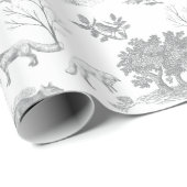 Beer bos Moose Grey White Toile Cadeaupapier (Rol Hoek)