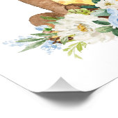 Beer, Bosdieren, Boho, Blauwe bloemen Foto Afdruk (Hoek)