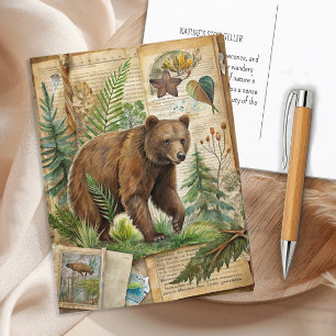 Beer Botanisch Vintage Antiek Bos Natuur Briefkaart