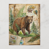 Beer Botanische  Antiek Woodland Natuur Briefkaart (Voorkant)