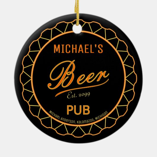 Beer Bottle Pet Pub Keramisch Ornament (Achterkant)