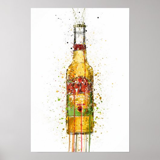 Beer Bottle Wall Art Print 'Aztec gold'  (Voorkant)