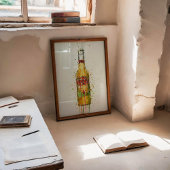 Beer Bottle Wall Art Print 'Aztec gold' 