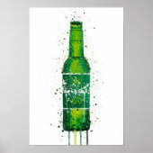 Beer Bottle Wall Art Print 'Danish Green' (Voorkant)
