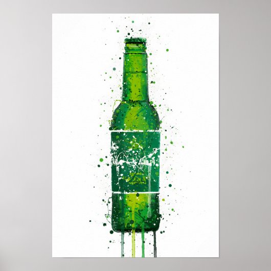 Beer Bottle Wall Art Print 'Danish Green' (Voorkant)