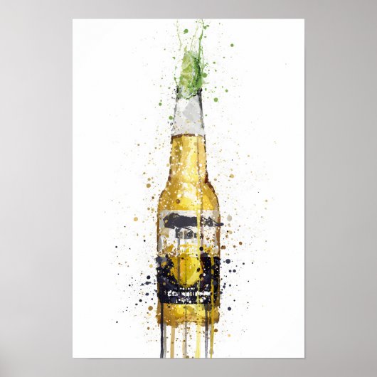 Beer Bottle Wall Art Print 'Lime' (Voorkant)