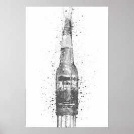 Beer Bottle Wall Art Print 'Lime' Grey