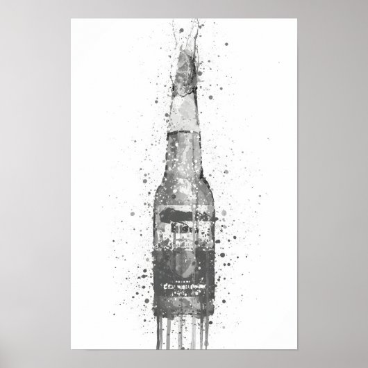 Beer Bottle Wall Art Print 'Lime' Grey (Voorkant)