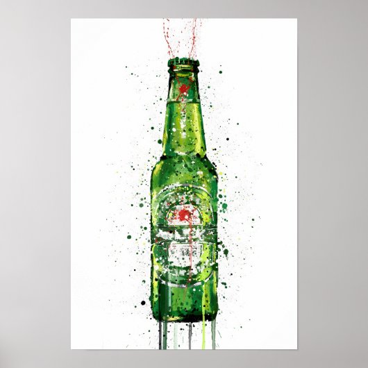 Beer Bottle Wall Art Print 'Malachite' (Voorkant)