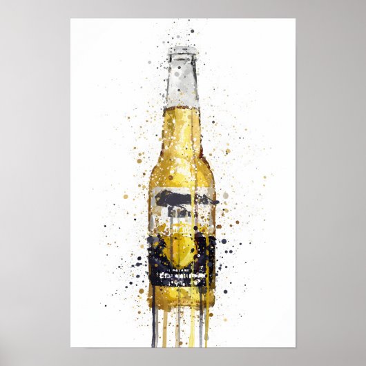 Beer Bottle Wall Art Print 'No Lime' (Voorkant)