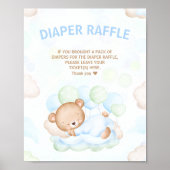 Beer Boy Baby shower Blauw Groene Luier Raffle Tek Poster (Voorkant)