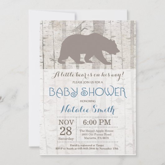 Beer Boy Baby shower Invitation Rustic Woodland Kaart (Voorkant)