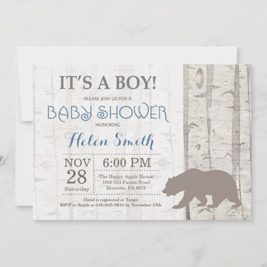Beer Boy Baby shower Invitation Rustic Woodland Kaart (Voorkant)