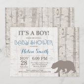 Beer Boy Baby shower Invitation Rustic Woodland Kaart (Voorkant / Achterkant)