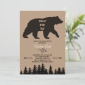 Beer Boy Baby shower Rustic Woodland Kraft Kaart (Staand voorkant)