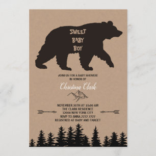 Beer Boy Baby shower Rustic Woodland Kraft Kaart